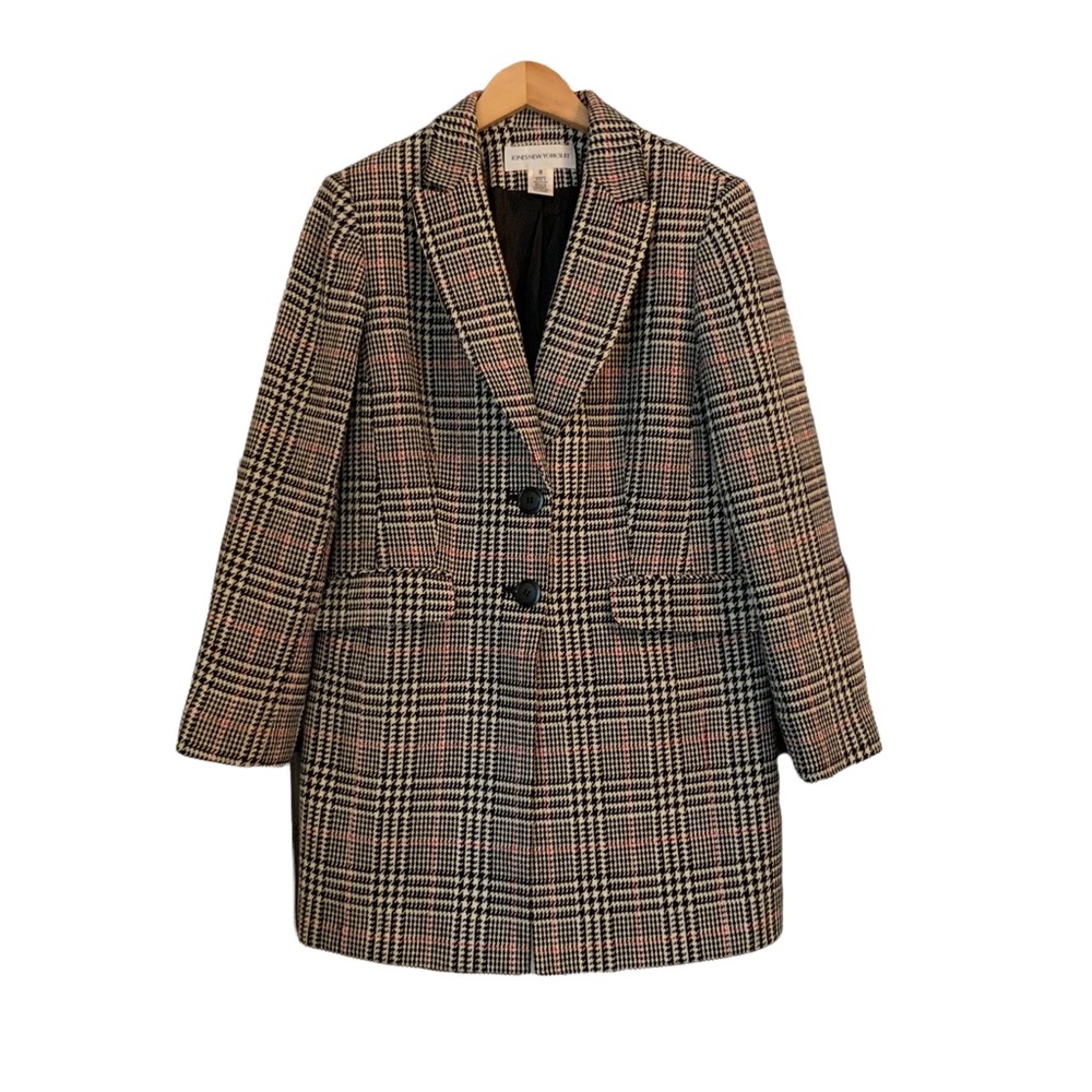 Jones New York Suit Wool Blend Jacket Houndstooth  Size 8